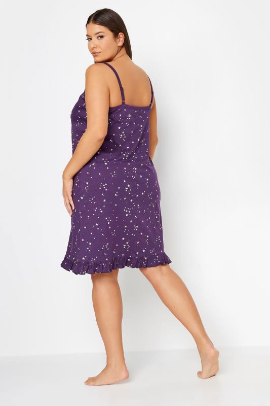 YOURS Plus Size Purple Star Print Chemise Nightdress | Yours Clothing 3