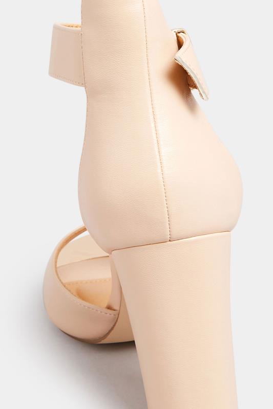PixieGirl Nude Ankle Strap High Block Heels In Standard Fit | PixieGirl 4