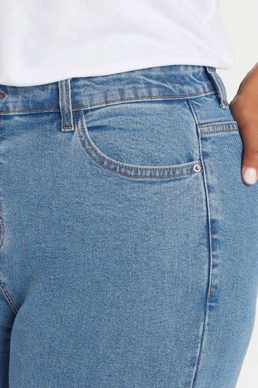 YOURS Plus Size Mid Blue Wide Leg Denim Jeans | Yours Clothing  5