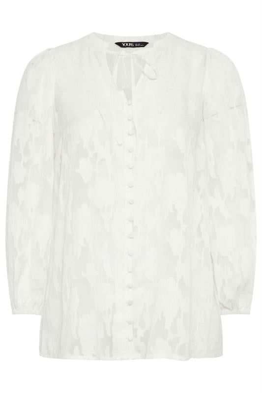 YOURS Plus Size White Tie Neck Blouse | Yours Clothing  6