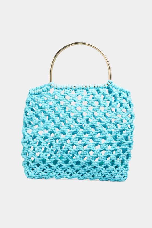 Blue Crochet Handle Bag | Yours Clothing 3