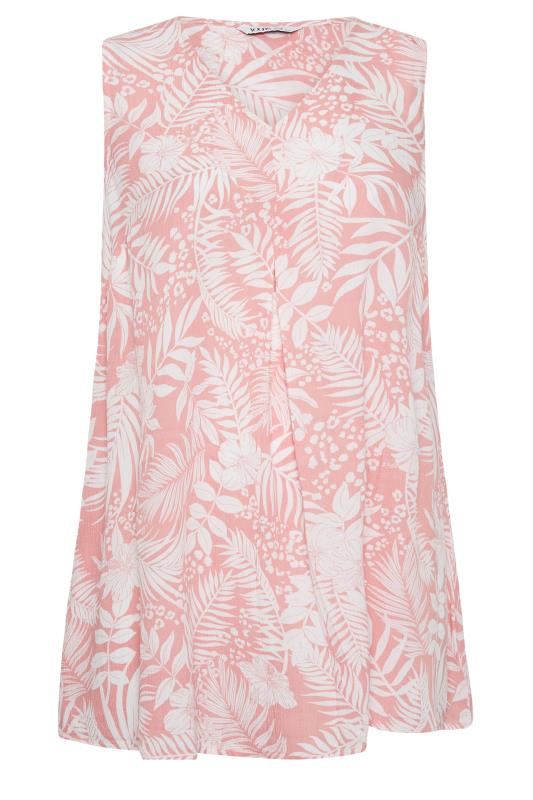 YOURS Plus Size Pink Tropical Print Pleat Front Vest Top | Yours Clothing 5
