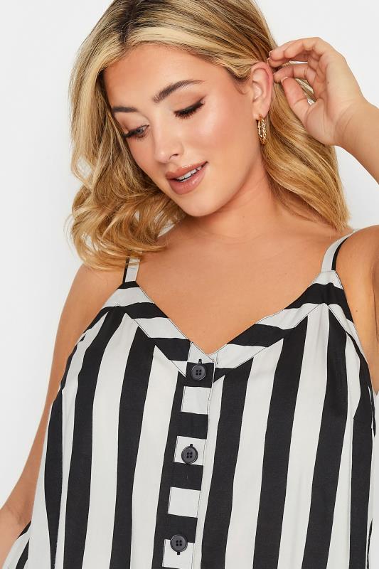 YOURS Curve Plus Size White Stripe Button Through Cami Top | Yours Clothing  4