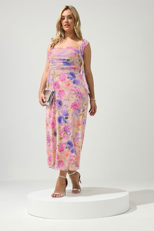 YOURS LONDON Plus Size Nude Floral Ruffle Dress 1