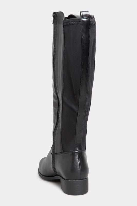Black Stretch Knee High Boots In Extra Wide EEE Fit 4