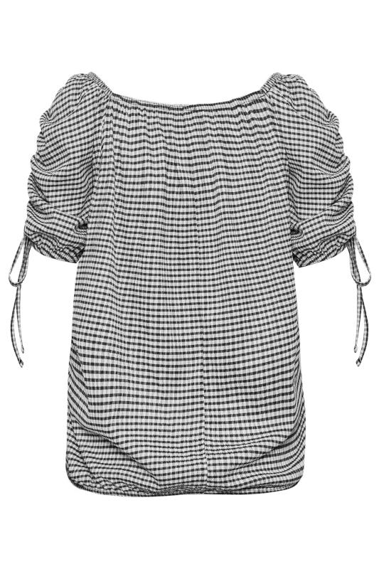 YOURS Plus Size Black Gingham Print Textured Bubble Hem Top | Yours Clothing 7