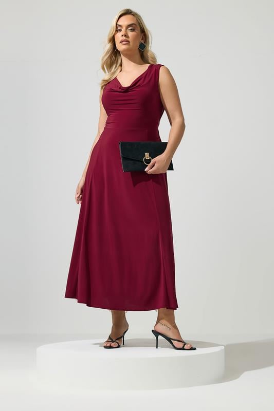 YOURS LONDON Plus Size Wine Red Drape Front Maxi Dress | Yours Clothing YOURS LONDON Plus Size Wine Red Drape Front Maxi Dress | Yours Clothing