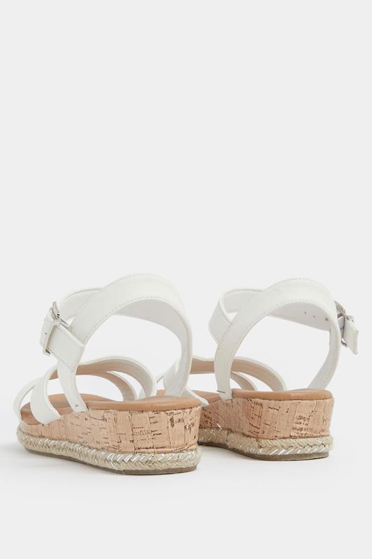White Plaited Wedge Sandals In Wide E Fit  | Yours Clothing 4