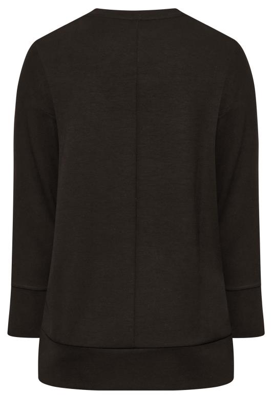 Plus Size Black Button Detail Sweatshirt | Yours Clothing 8