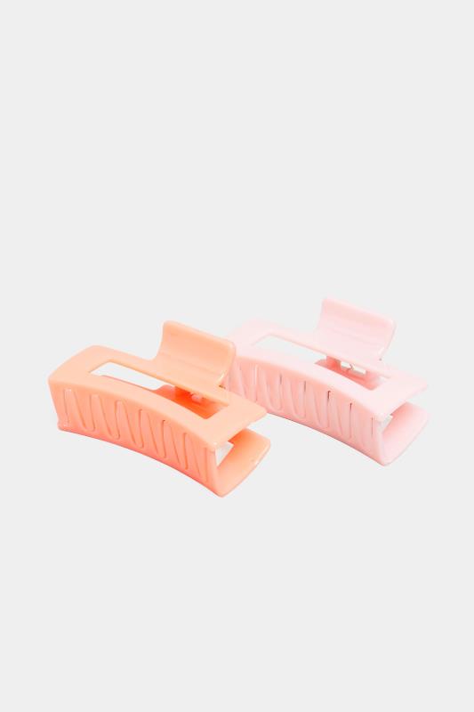 2 PACK Pink & Orange Rectangle Hair Claw Clips_B.jpg
