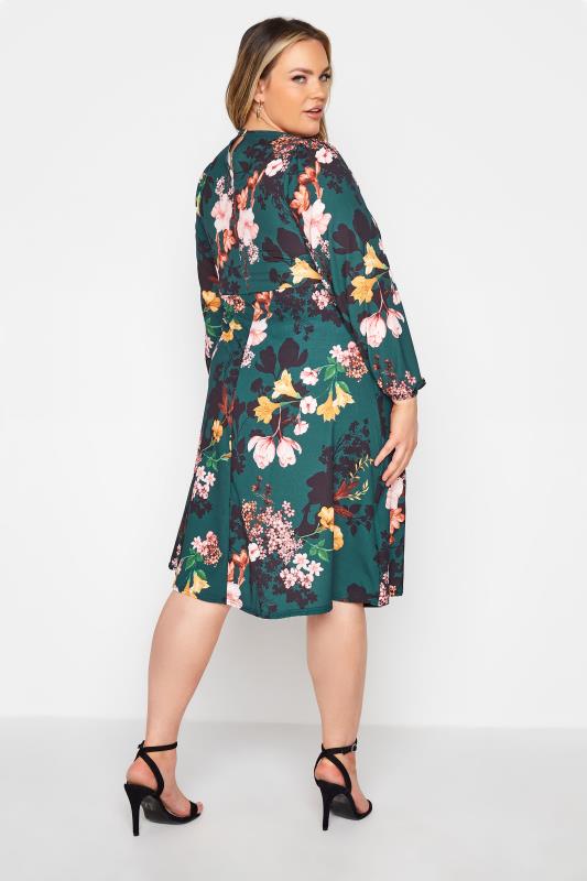 YOURS LONDON Curve Green Floral Midi Dress 3