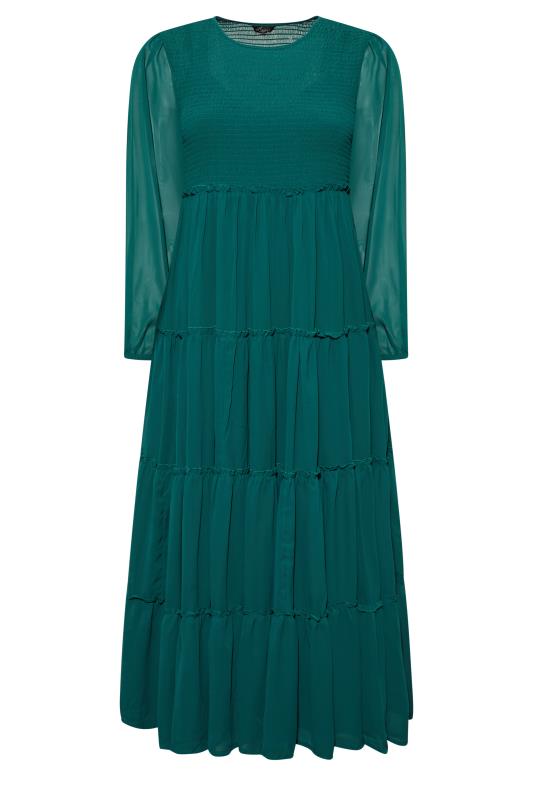 LIMITED COLLECTION Plus Size Forest Green Tiered Chiffon Dress | Yours Clothing 6