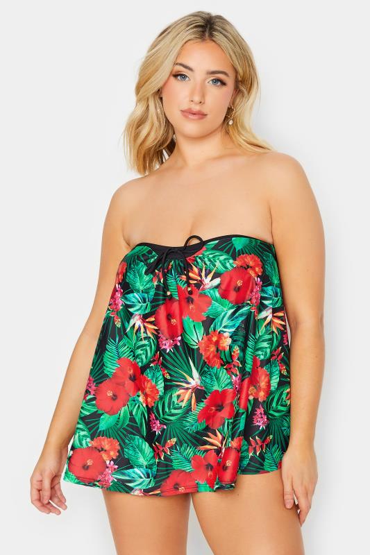 YOURS Plus Size Black Rainforest Print A-Line Tankini Top | Yours Clothing 4