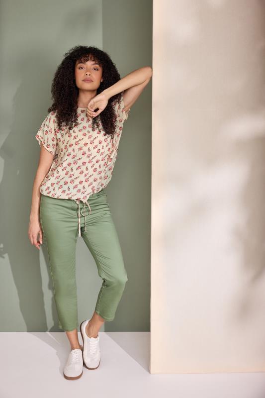 Women's  M&Co Khaki Green Cropped Jeans