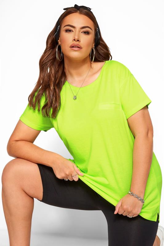Neon Yellow Mock Pocket T-Shirt | Yours Clothing