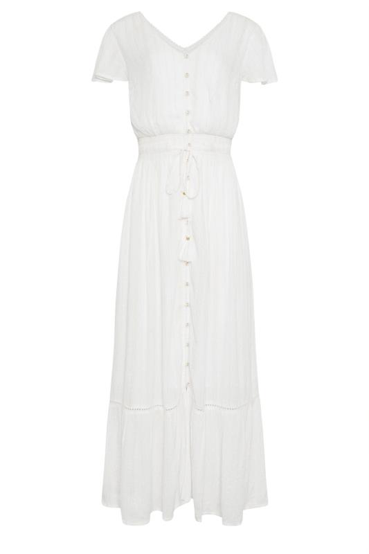 LTS Tall Women's White Textured Tie Waist Maxi Dress | Long Tall Sally 6