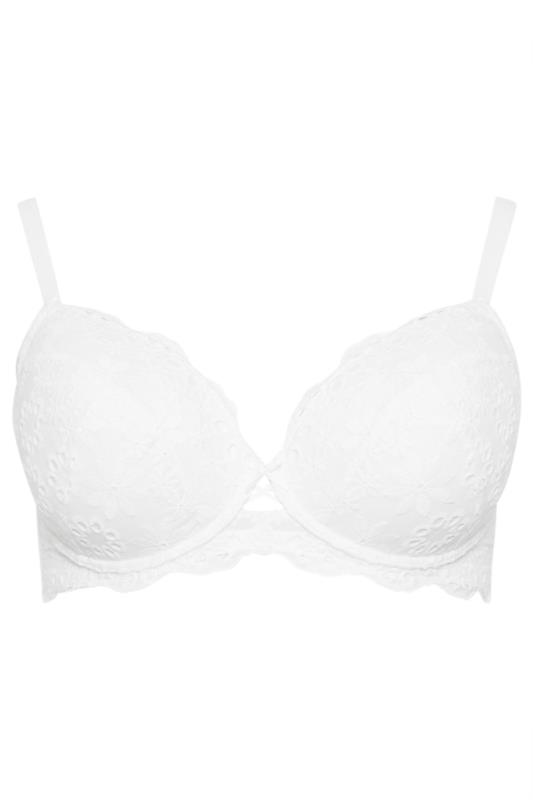 YOURS Plus Size White Broderie Padded T-Shirt Bra | Yours Clothing 5