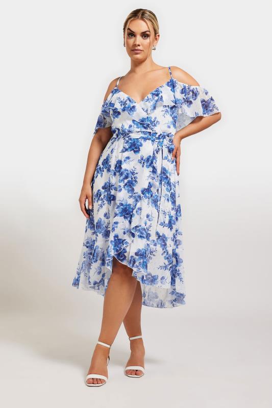 YOURS LONDON Plus Size White Floral Print Ruffle Hem Dress | Yours Clothing 4