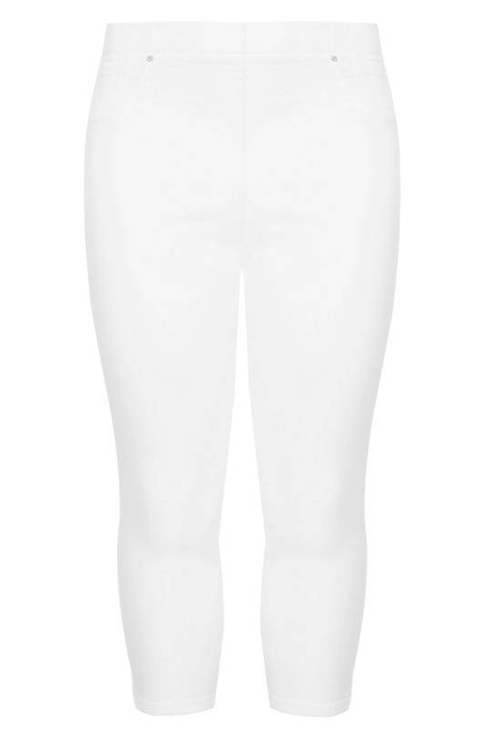 Plus Size White Cropped JENNY Jeggings | Yours Clothing  4