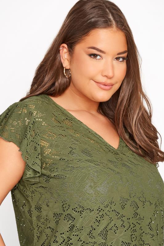 Curve Green Floral Lace Top 4