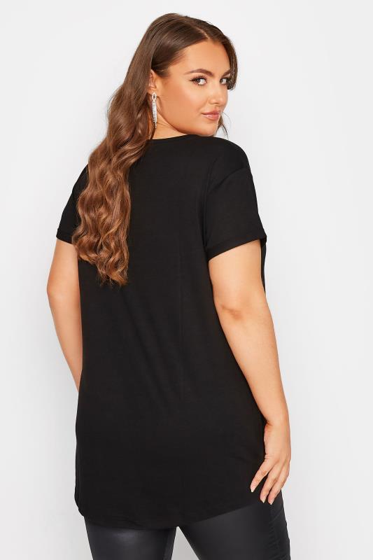 Plus Size Black 'Merry Christmas' Glitter Slogan Christmas T-Shirt | Yours Clothing 3