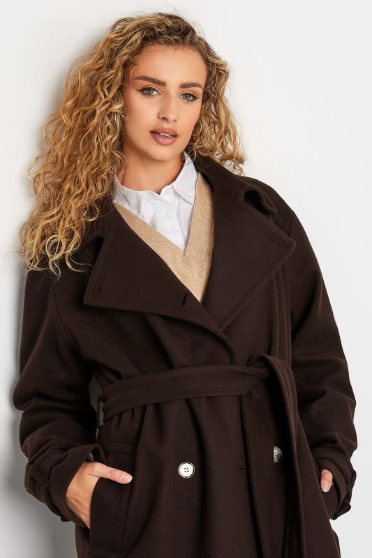 LTS Tall Chocolate Brown Formal Trench Coat 4