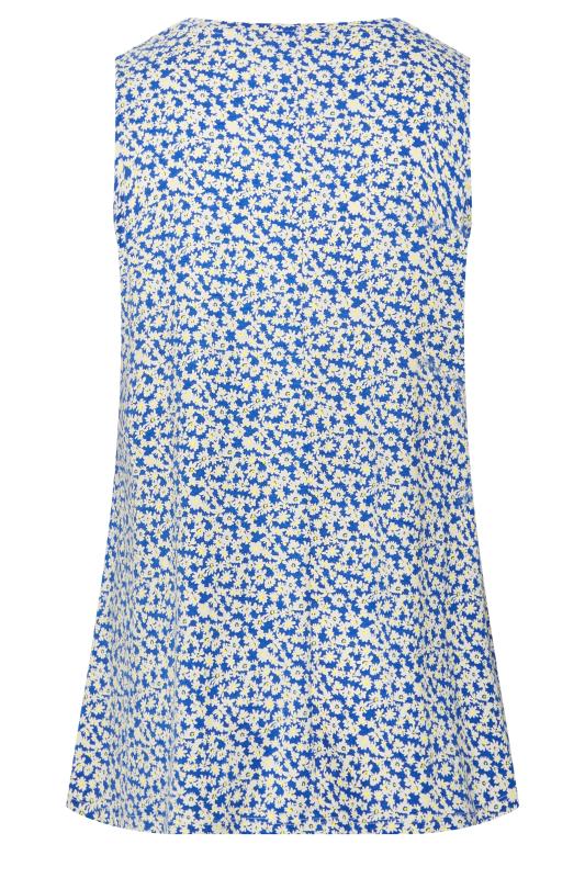 YOURS Plus Size Blue Daisy Print Pleat Front Vest Top | Yours Clothing 6