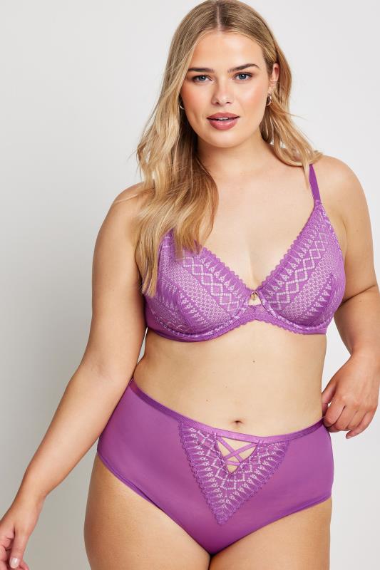 Plus Size  YOURS Curve Pink Lace Front Full Briefs