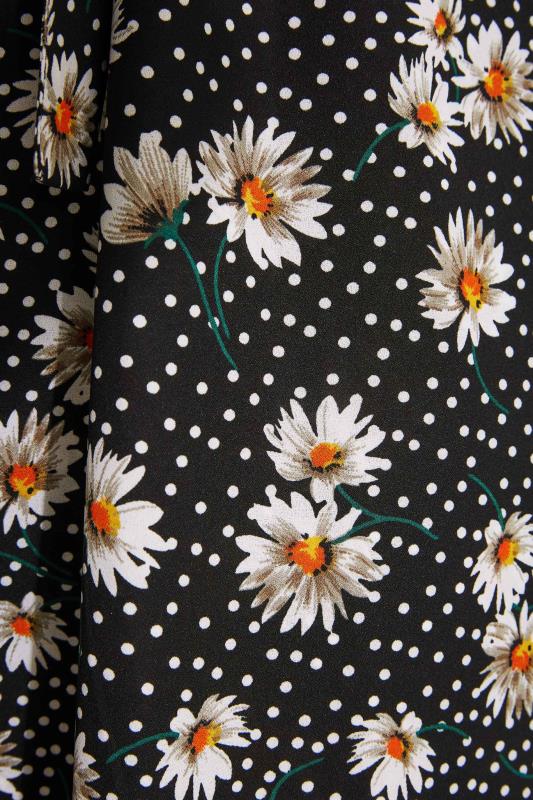 LIMITED COLLECTION Curve Black Daisy Floral Print Wrap Smock Maxi Dress 5
