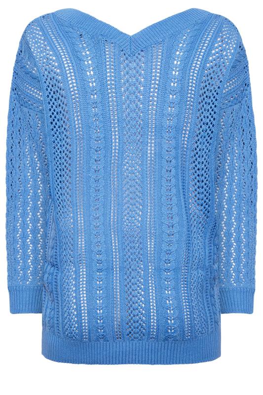 Curve Plus Size Blue V-Neck Knitted Stitch Jumper | Yours Clothing  7