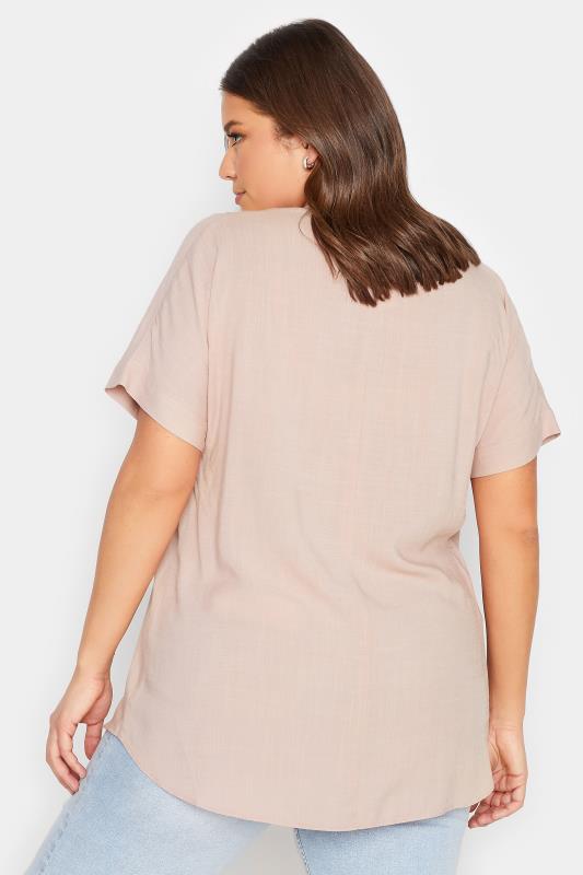 YOURS Plus Size Pink Half Placket Blouse | Yours Clothing 3