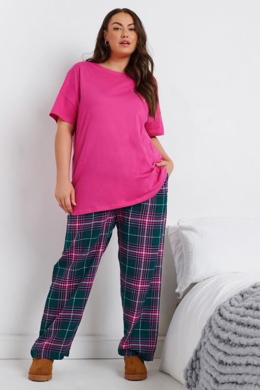 YOURS Plus Size Pink Glitter Heart Pyjama Top | Yours Clothing 3