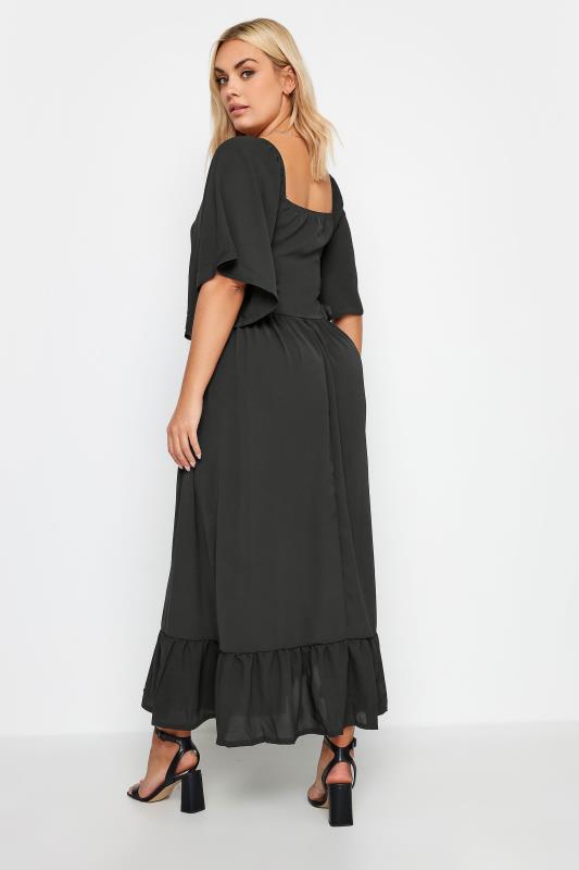 LIMITED COLLECTION Plus Size Black Ruched Angel Sleeve Dress | Yours Clothing 3