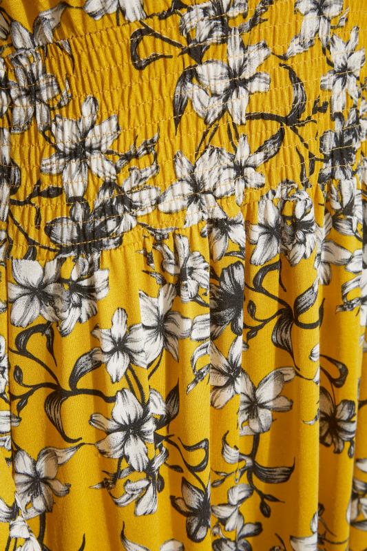 LTS Tall Yellow Floral Print Tie Neck Midi Dress 5