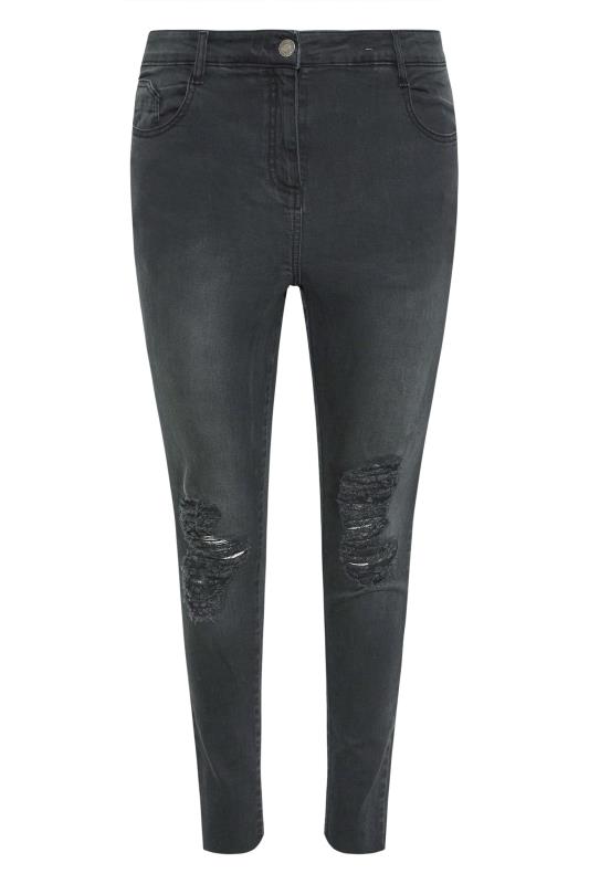 Plus Size Black Ripped Knee AVA Jeans | Yours Clothing 4