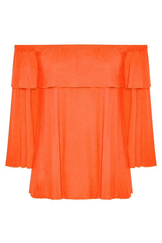 LIMITED COLLECTION Plus Size Orange Frill Bardot Top | Yours Clothing 6