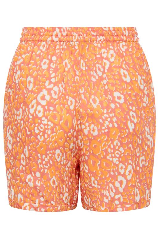 LIMITED COLLECTION Plus Size Curve Orange Leopard Print Crinkle Shorts | Yours Clothing  6