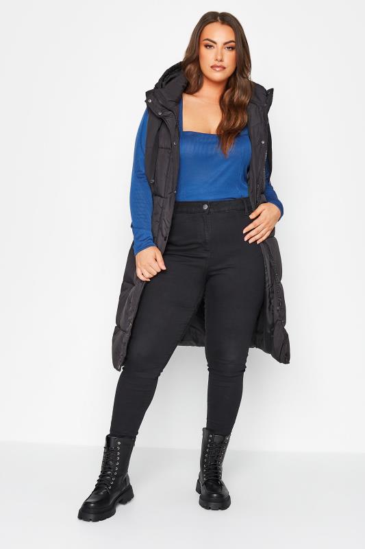 LIMITED COLLECTION Plus Size Blue Long Sleeve Seam Detail Top | Yours Clothing 2