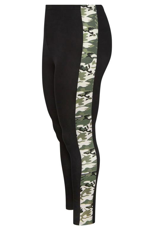 LIMITED COLLECTION Plus Size Black & Green Camo Side Panel Leggings 5