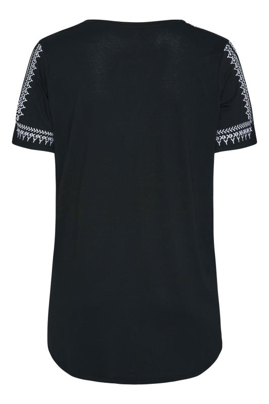 Plus Size Black Aztec Embroidered Cold Shoulder Top | Yours Clothing 7