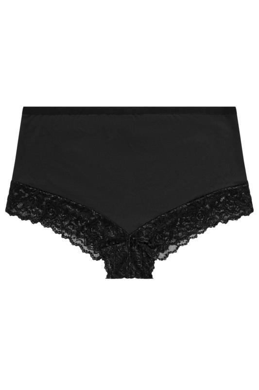 YOURS Plus Size 3 PACK Black Lace Trim Briefs | Yours Clothing  7