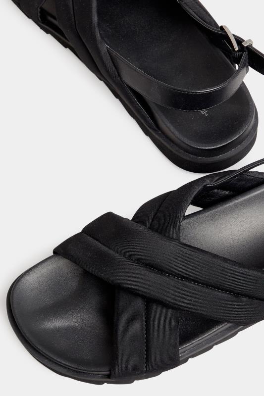 LTS Black Crossover Strap Slingback Sandals In Standard D Fit 5