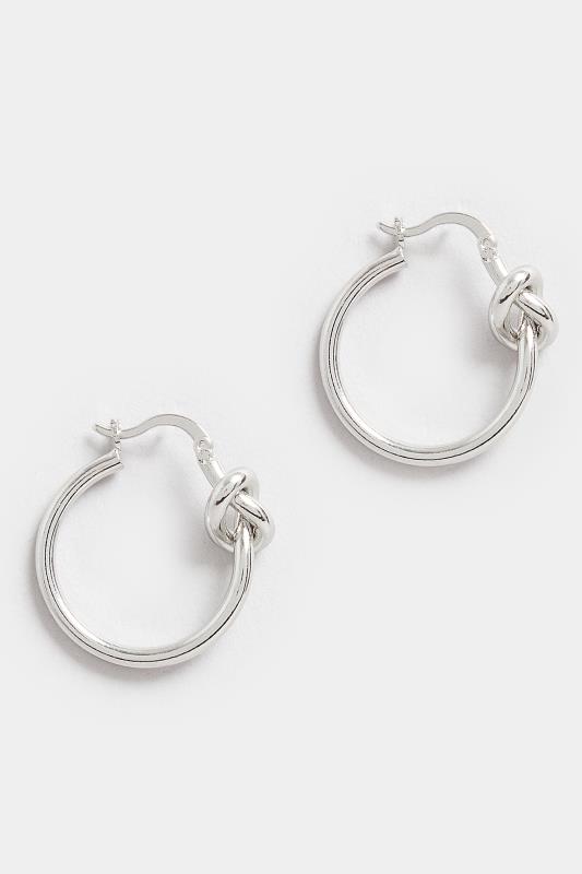 Silver Tone Knotted Hoop Earrings | Yours Clothing 2