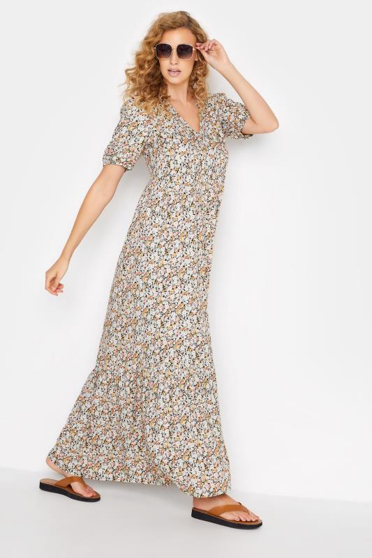 Tall Women's LTS Beige Brown Floral Print Tiered Midaxi Dress | Long Tall Sally  2