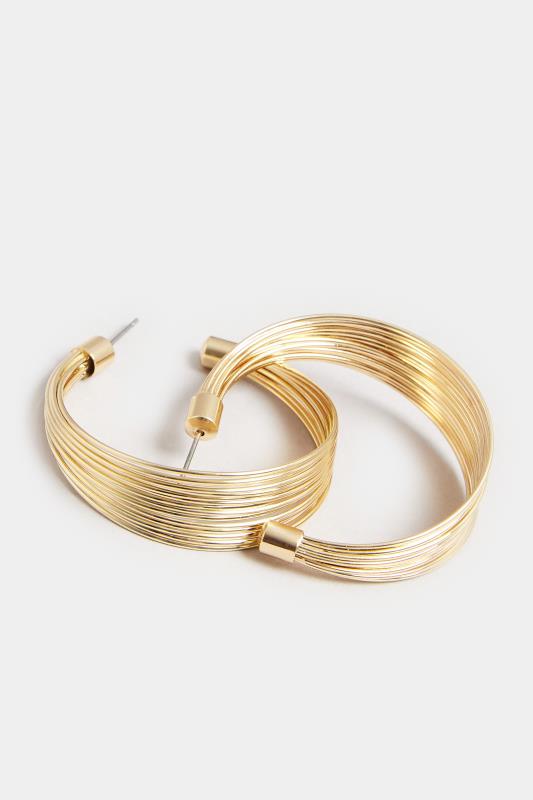 Gold Tone Layered Style Hoop Earrings 2