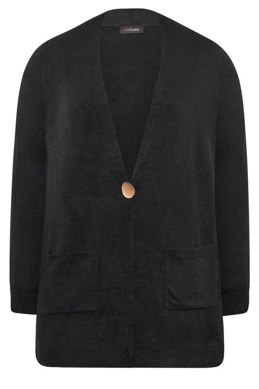 Curve Plus Size Womens Black Button Detail Knitted Cardigan | Yours Clothing  5