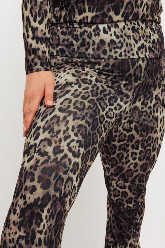 LIMITED COLLECTION Plus Size Brown Leopard Print Fold Over Waist Leggings | Yours Clothing  4