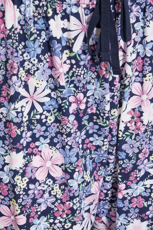 LTS Tall Navy Blue Summer Floral Cuffed Cotton Pyjama Bottoms 4