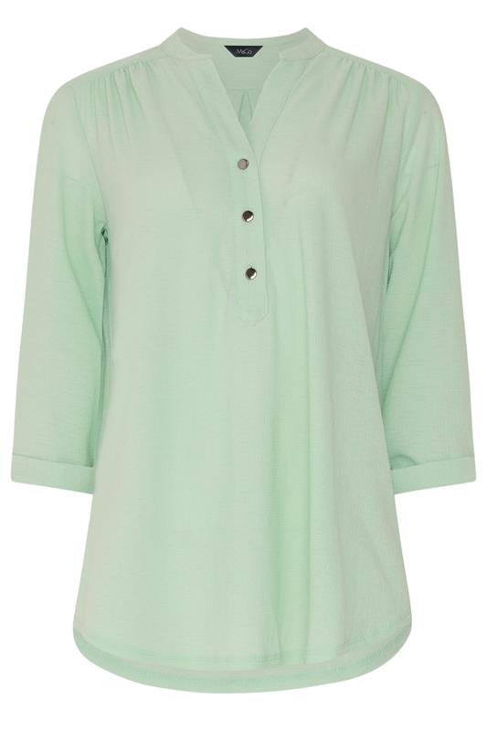 M&Co Green Textured Half Placket Shirt | M&Co 5