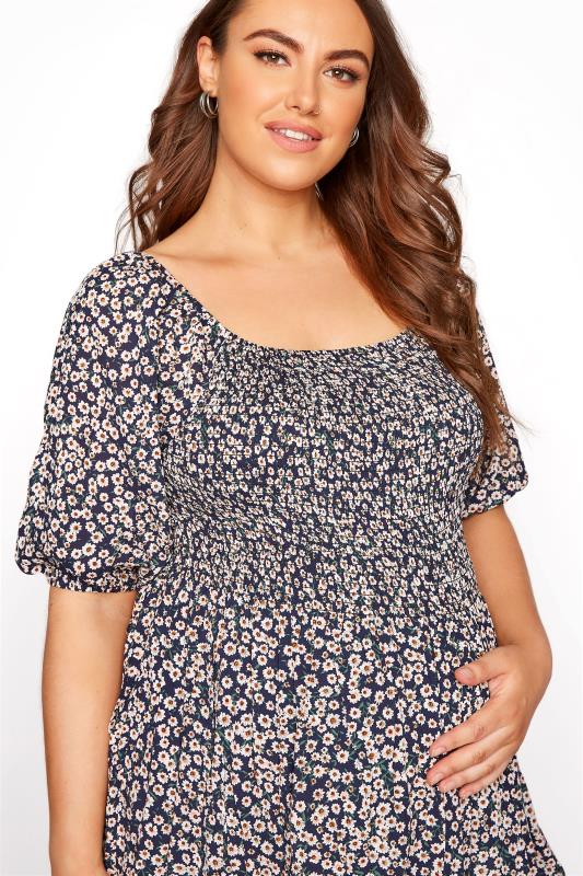 BUMP IT UP MATERNITY Curve Ditsy Shirred Bodice Top_D.jpg